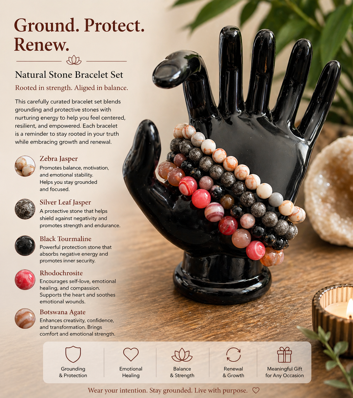 Natural Stone Bracelet Set